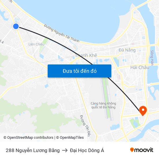 288 Nguyễn Lương Bằng to Đại Học Dông Á map