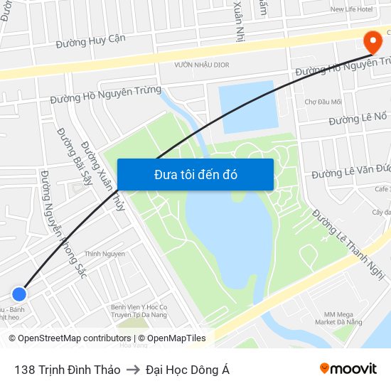 138 Trịnh Đình Thảo to Đại Học Dông Á map