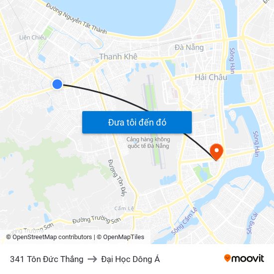 341 Tôn Đức Thắng to Đại Học Dông Á map