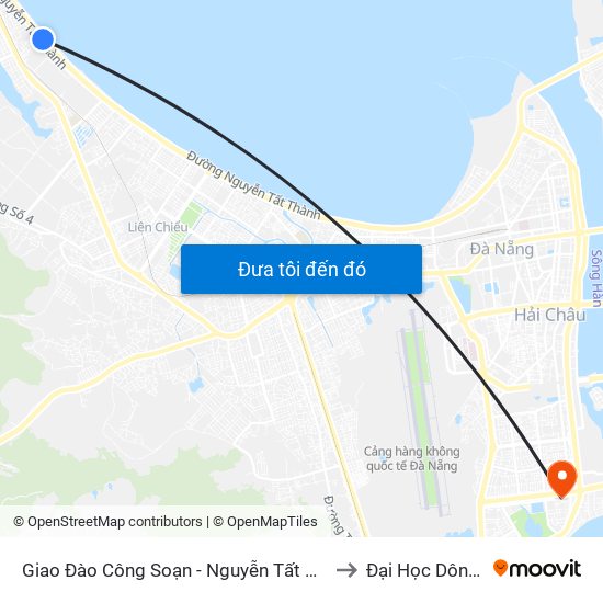 Giao Đào Công Soạn - Nguyễn Tất Thành to Đại Học Dông Á map