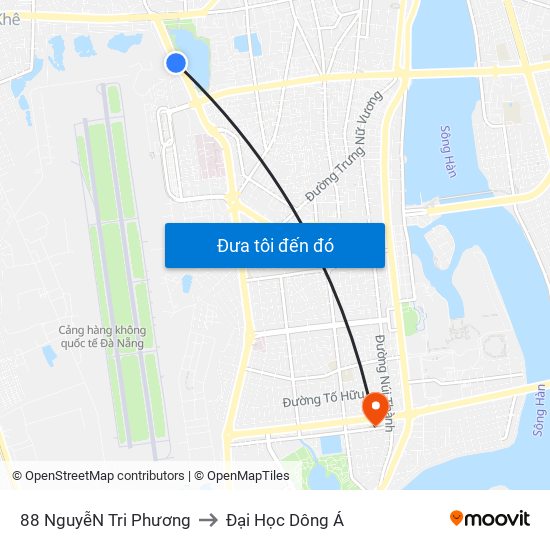 88 NguyễN Tri Phương to Đại Học Dông Á map