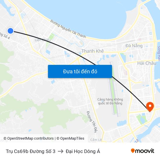 Trụ Cs69b Đường Số 3 to Đại Học Dông Á map