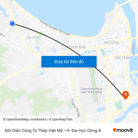 Đối Diện Công Ty Thép Việt Mỹ to Đại Học Dông Á map