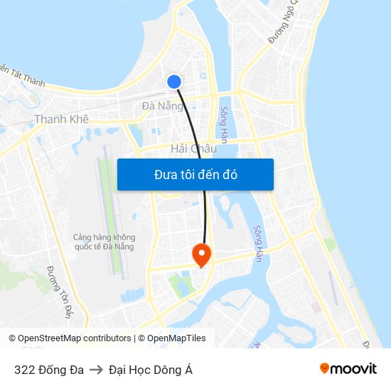 322 Đống Đa to Đại Học Dông Á map