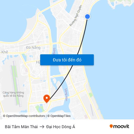 Bãi Tắm Mân Thái to Đại Học Dông Á map