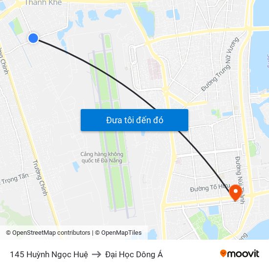 145 Huỳnh Ngọc Huệ to Đại Học Dông Á map