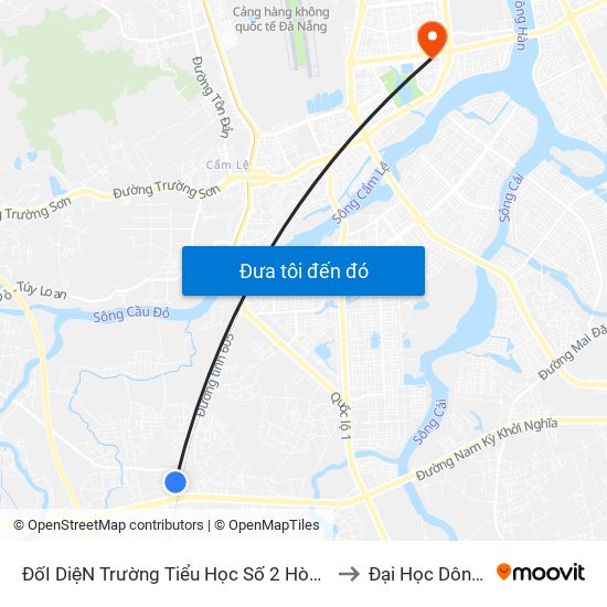 ĐốI DiệN Trường Tiểu Học Số 2 Hòa Tiến to Đại Học Dông Á map