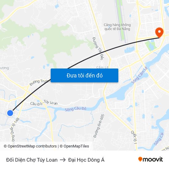 Đối Diện Chợ Túy Loan to Đại Học Dông Á map