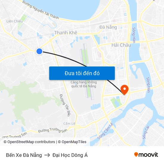 Bến Xe Đà Nẵng to Đại Học Dông Á map