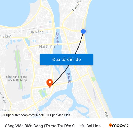 Công Viên Biển Đông (Trước Trụ Đèn Cs 3012 – T9 Vng) to Đại Học Dông Á map