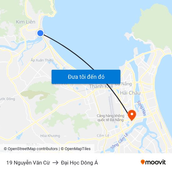 19 Nguyễn Văn Cừ to Đại Học Dông Á map