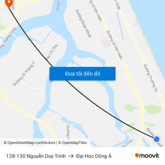 128-130 Nguyễn Duy Trinh to Đại Học Dông Á map