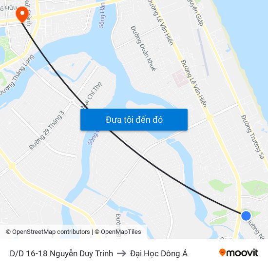 D/D 16-18 Nguyễn Duy Trinh to Đại Học Dông Á map