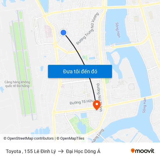 Toyota , 155 Lê Đình Lý to Đại Học Dông Á map