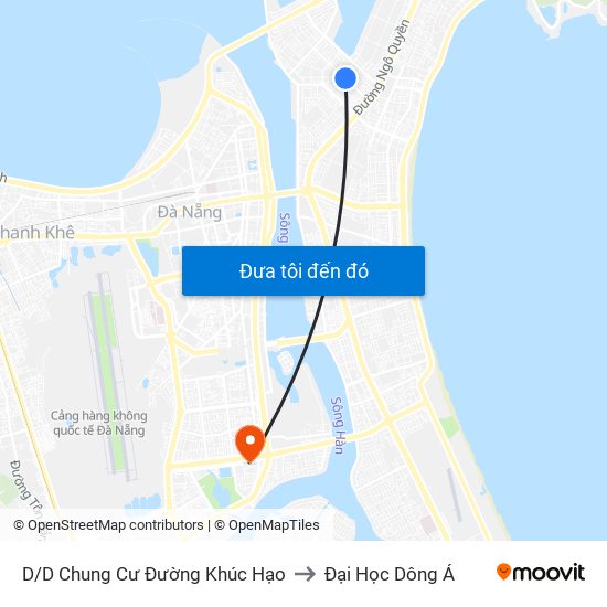 D/D Chung Cư Đường Khúc Hạo to Đại Học Dông Á map