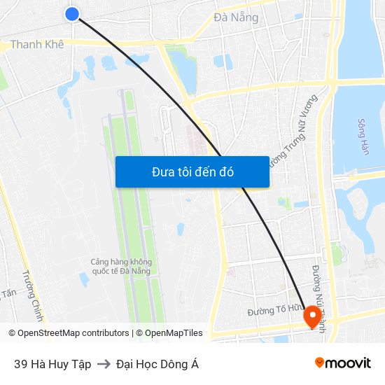 39 Hà Huy Tập to Đại Học Dông Á map