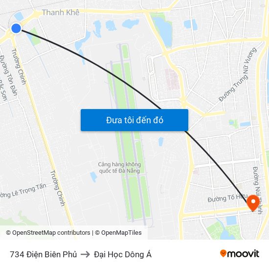 734 Điện Biên Phủ to Đại Học Dông Á map