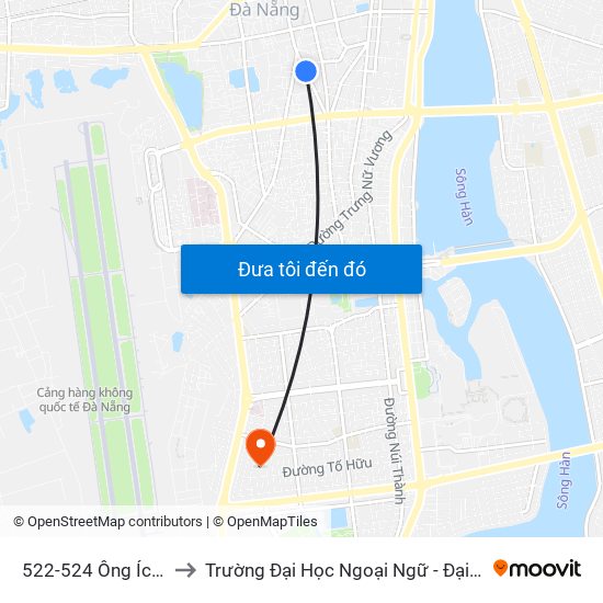 522-524 Ông Ích Khiêm to Trường Đại Học Ngoại Ngữ - Đại Học Đà Nẵng map