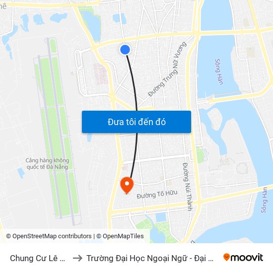 Chung Cư Lê Đình Lý to Trường Đại Học Ngoại Ngữ - Đại Học Đà Nẵng map