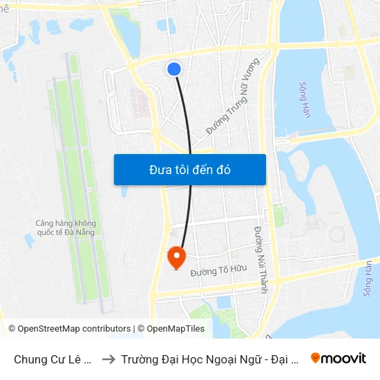 Chung Cư Lê Đình Lý to Trường Đại Học Ngoại Ngữ - Đại Học Đà Nẵng map