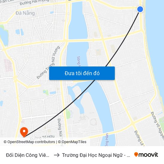 Đối Diện Công Viên Biển Đông to Trường Đại Học Ngoại Ngữ - Đại Học Đà Nẵng map