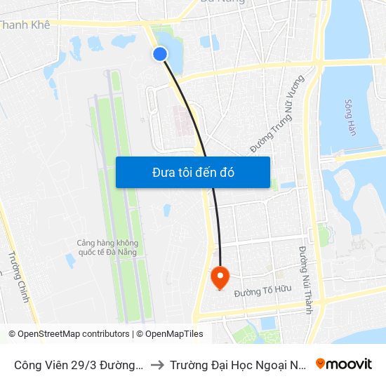 Công Viên 29/3 Đường Nguyễn Tri Phương to Trường Đại Học Ngoại Ngữ - Đại Học Đà Nẵng map