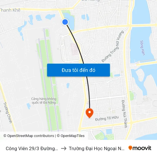Công Viên 29/3 Đường Nguyễn Tri Phương to Trường Đại Học Ngoại Ngữ - Đại Học Đà Nẵng map