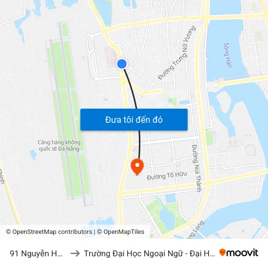 91 Nguyễn Hữu Thọ to Trường Đại Học Ngoại Ngữ - Đại Học Đà Nẵng map