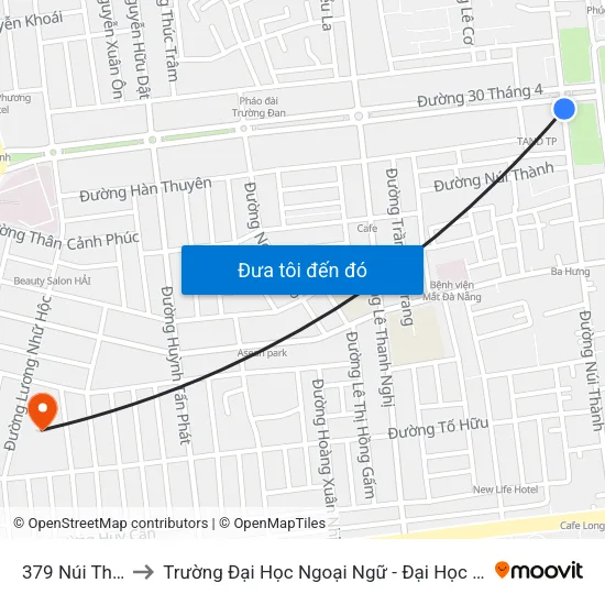 379 Núi Thành to Trường Đại Học Ngoại Ngữ - Đại Học Đà Nẵng map