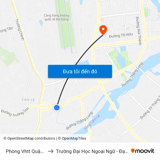 Phòng Vhtt Quận Cẩm Lệ to Trường Đại Học Ngoại Ngữ - Đại Học Đà Nẵng map