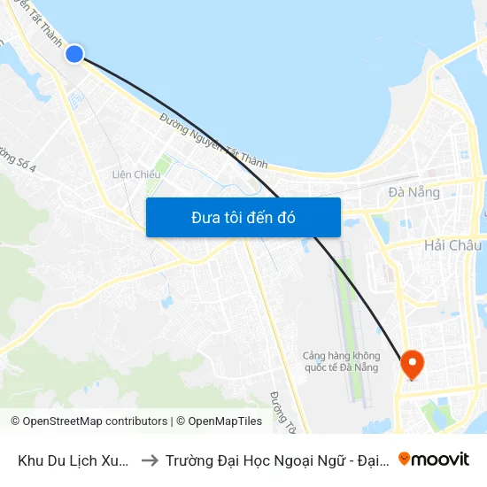 Khu Du Lịch Xuân Thiều to Trường Đại Học Ngoại Ngữ - Đại Học Đà Nẵng map