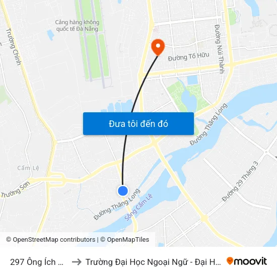 297 Ông Ích Đường to Trường Đại Học Ngoại Ngữ - Đại Học Đà Nẵng map