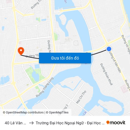 40 Lê Văn Hiến to Trường Đại Học Ngoại Ngữ - Đại Học Đà Nẵng map