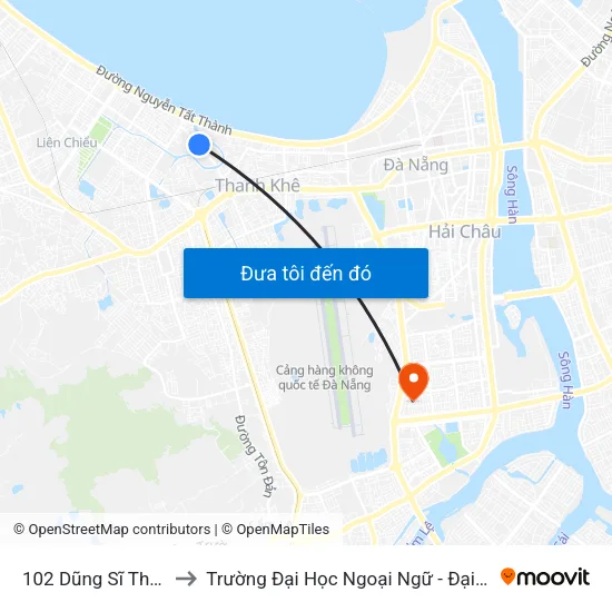 102 Dũng Sĩ Thanh Khê to Trường Đại Học Ngoại Ngữ - Đại Học Đà Nẵng map