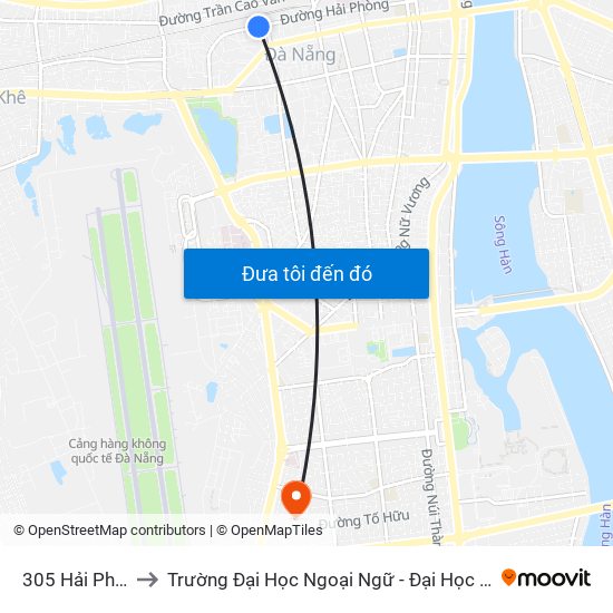 305 Hải Phòng to Trường Đại Học Ngoại Ngữ - Đại Học Đà Nẵng map