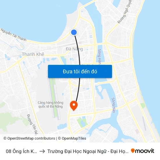 08 Ông Ích Khiêm to Trường Đại Học Ngoại Ngữ - Đại Học Đà Nẵng map