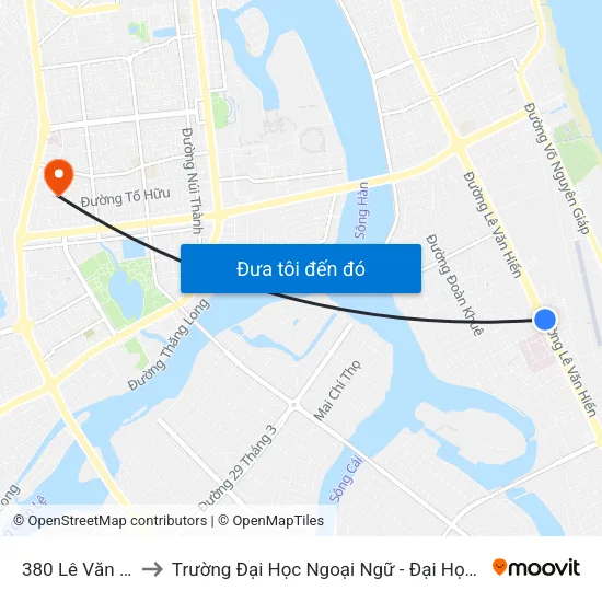 380 Lê Văn Hiến to Trường Đại Học Ngoại Ngữ - Đại Học Đà Nẵng map