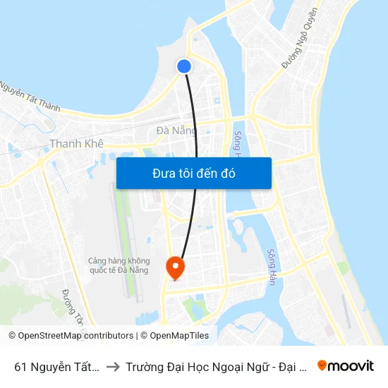 61 Nguyễn Tất Thành to Trường Đại Học Ngoại Ngữ - Đại Học Đà Nẵng map