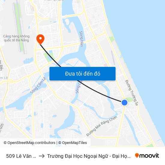 509 Lê Văn Hiến to Trường Đại Học Ngoại Ngữ - Đại Học Đà Nẵng map