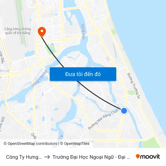 Công Ty Hưng Thịnh to Trường Đại Học Ngoại Ngữ - Đại Học Đà Nẵng map