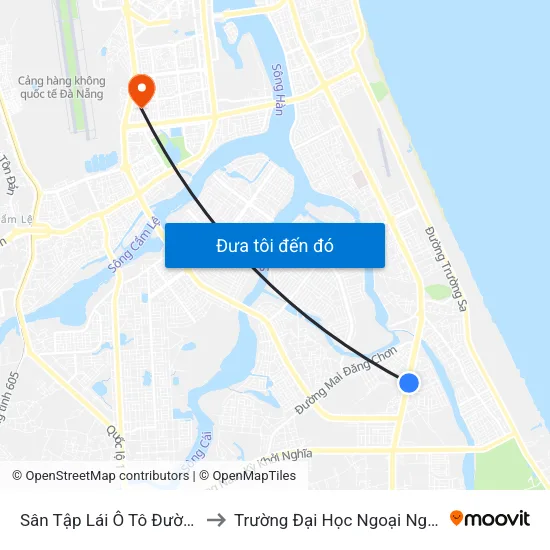 Sân Tập Lái Ô Tô Đường Trần Đại Nghĩa to Trường Đại Học Ngoại Ngữ - Đại Học Đà Nẵng map