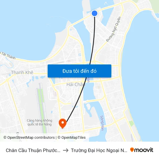 Chân Cầu Thuận Phước (Đường Lê Đức Thọ) to Trường Đại Học Ngoại Ngữ - Đại Học Đà Nẵng map