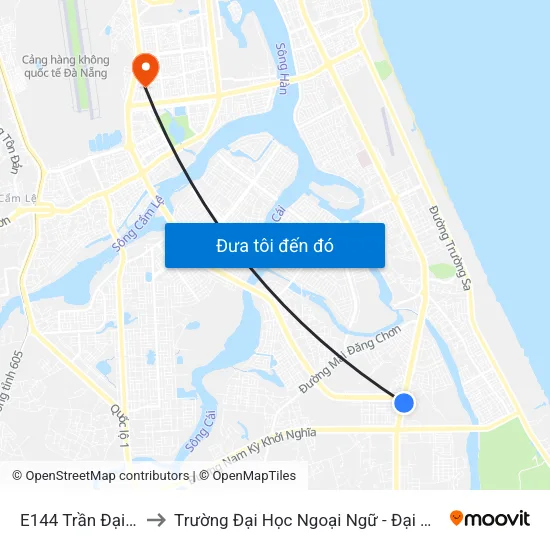 E144 Trần Đại Nghĩa to Trường Đại Học Ngoại Ngữ - Đại Học Đà Nẵng map