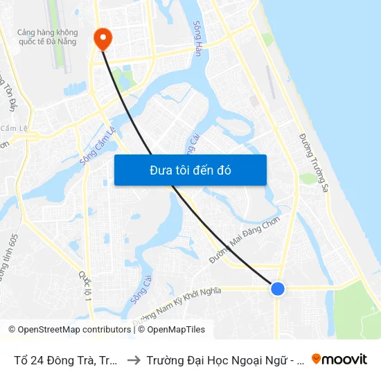 Tổ 24 Đông Trà, Trần Đại Nghĩa to Trường Đại Học Ngoại Ngữ - Đại Học Đà Nẵng map