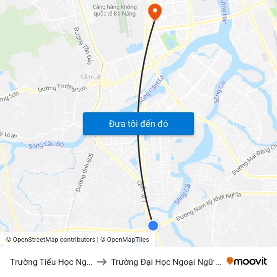Trường Tiểu Học Nguyễn Văn Linh to Trường Đại Học Ngoại Ngữ - Đại Học Đà Nẵng map
