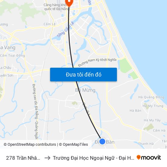 278 Trần Nhân Tông to Trường Đại Học Ngoại Ngữ - Đại Học Đà Nẵng map