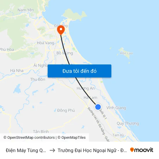 Điện Máy Tùng Quảng Nam to Trường Đại Học Ngoại Ngữ - Đại Học Đà Nẵng map