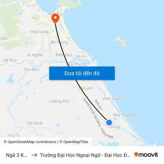 Ngã 3 Kỳ Lý to Trường Đại Học Ngoại Ngữ - Đại Học Đà Nẵng map