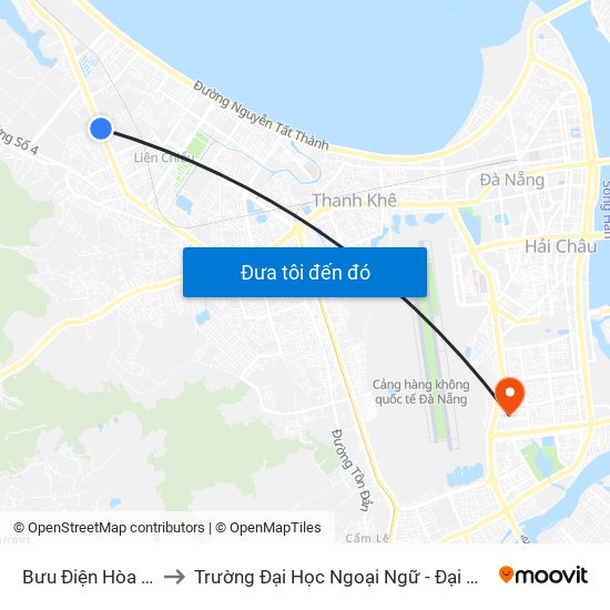 Bưu Điện Hòa Khánh to Trường Đại Học Ngoại Ngữ - Đại Học Đà Nẵng map