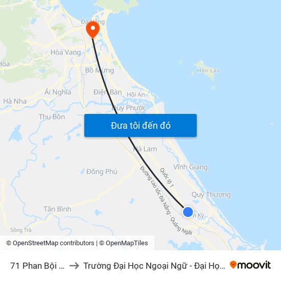 71 Phan Bội Châu to Trường Đại Học Ngoại Ngữ - Đại Học Đà Nẵng map